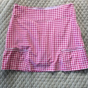 Golftini pink/white houndstooth golf skirt side zip - 4